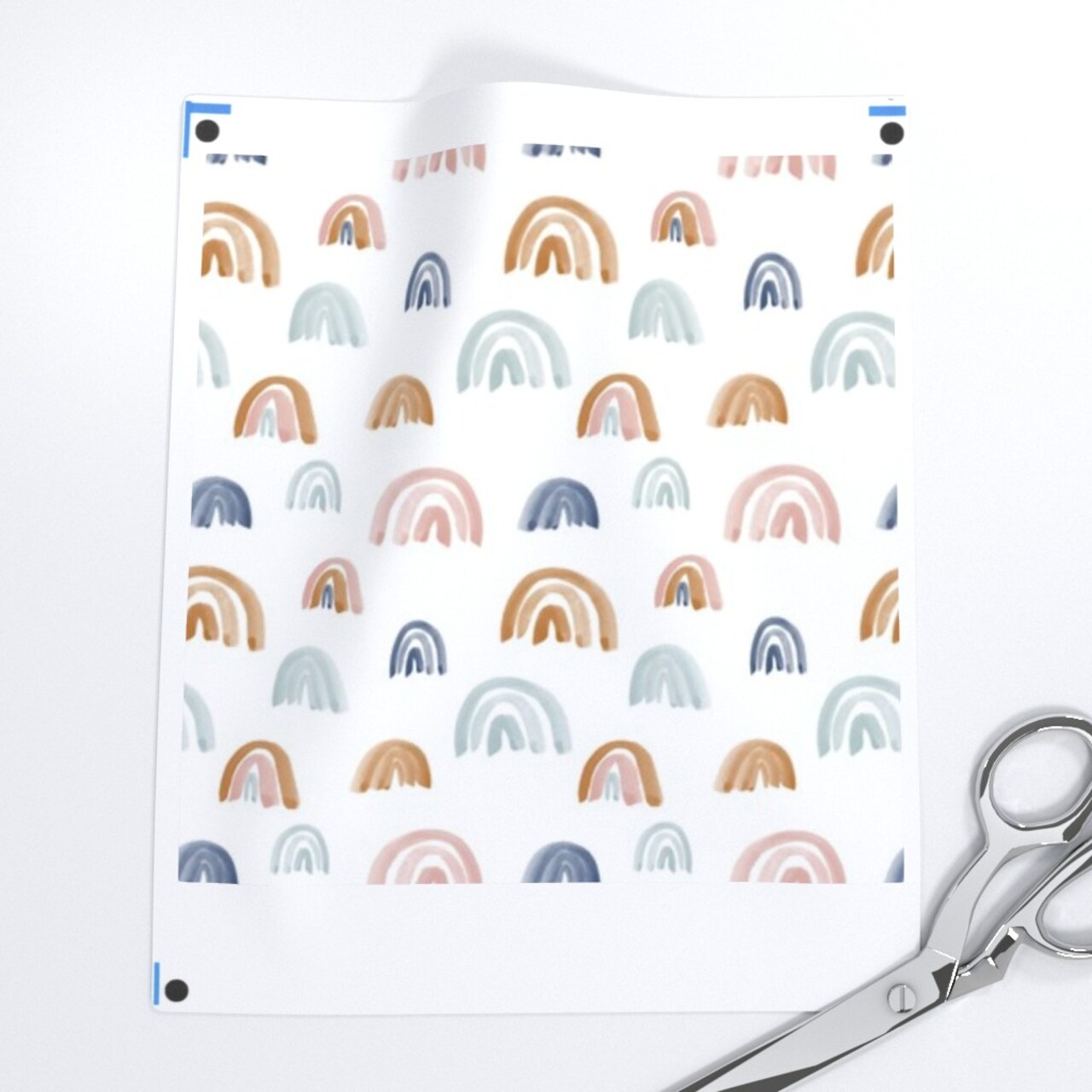 Earth Tones Watercolor Rainbows Pink Blue Teal Nursery Gender Neutral Custom Printed Fabric by Spoonflower Various Fabrics by the Yard or Fat Quarter